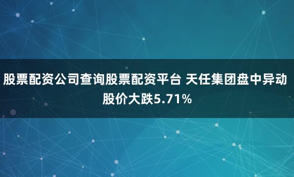 股票配资公司查询股票配资平台 天任集团盘中异动 股价大跌5.71%